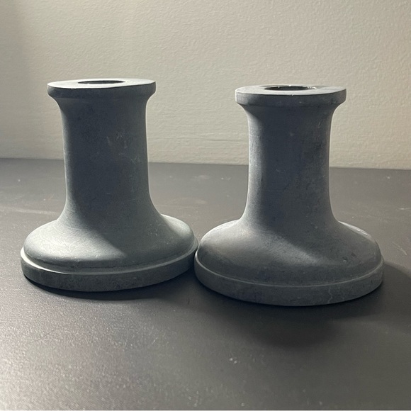 Studio McGee Taper Candle Holder Set - Soapstone Gray, Short (Set of 2) - Picture 4 of 5